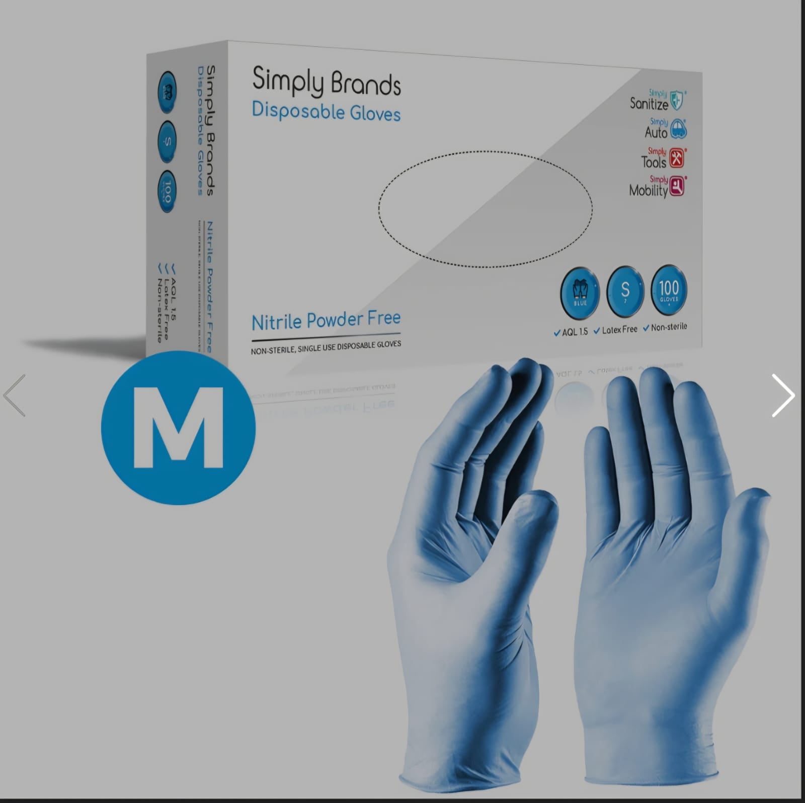 Simply Sanitize 1000 Pack Medium Blue Nitrile Gloves