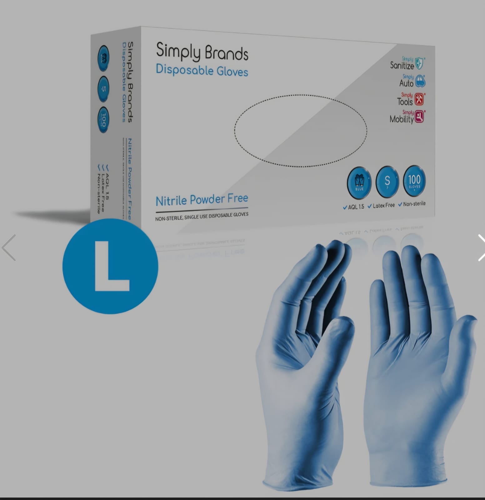 Simply Sanitize 1000 Pack Large Blue Nitrile Gloves