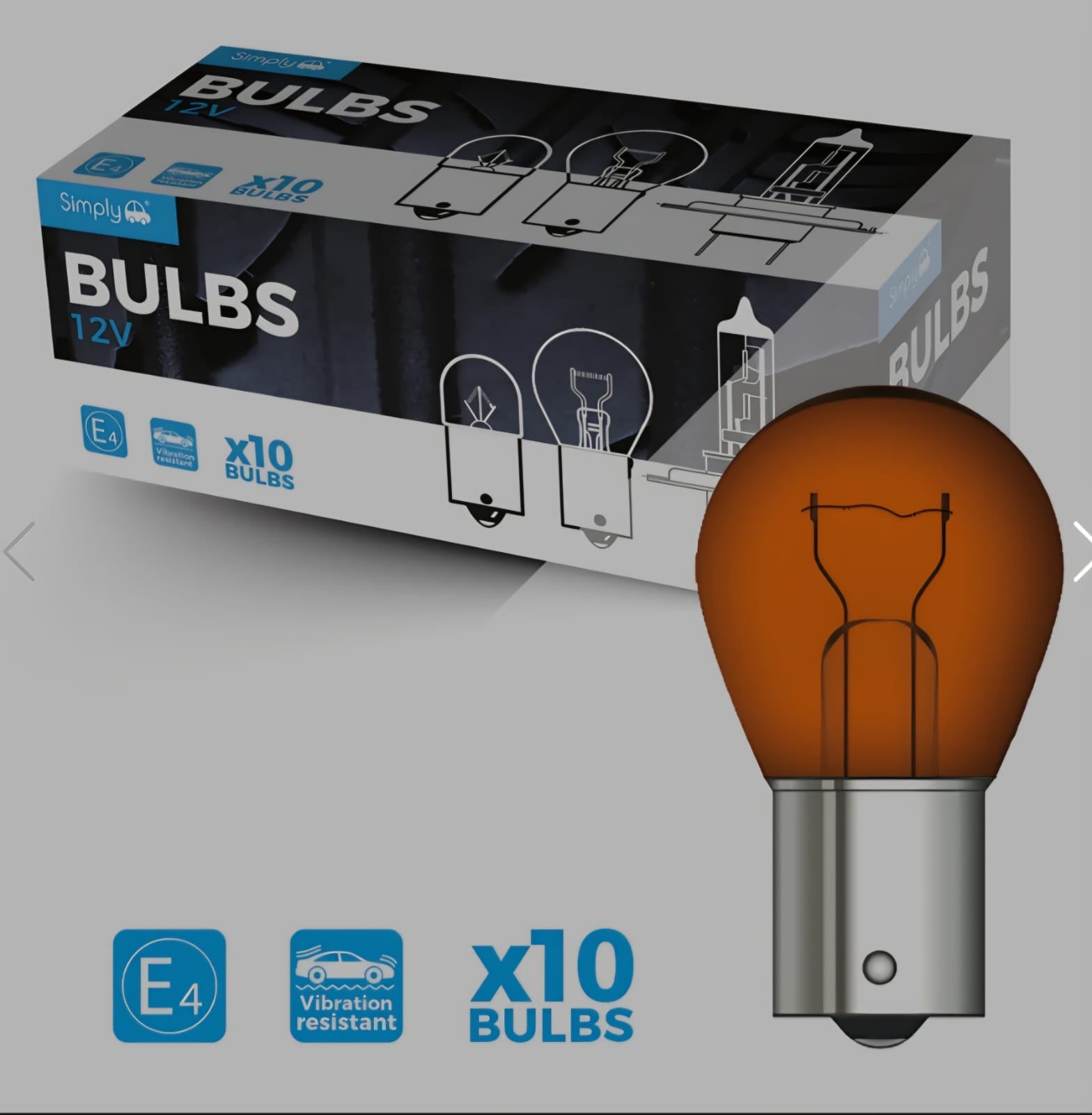 Simply Auto 581 12v 21w PY21W Amber Indicator Bulbs BAU15S (Pack of 10)