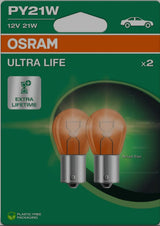 Osram 581 PY21W Ultra Life Bayonet Bulbs BAU15S (Twin Pack)